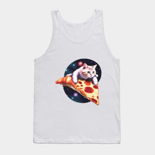 Galaxy Cat Riding A slice of Pizza Tank Top